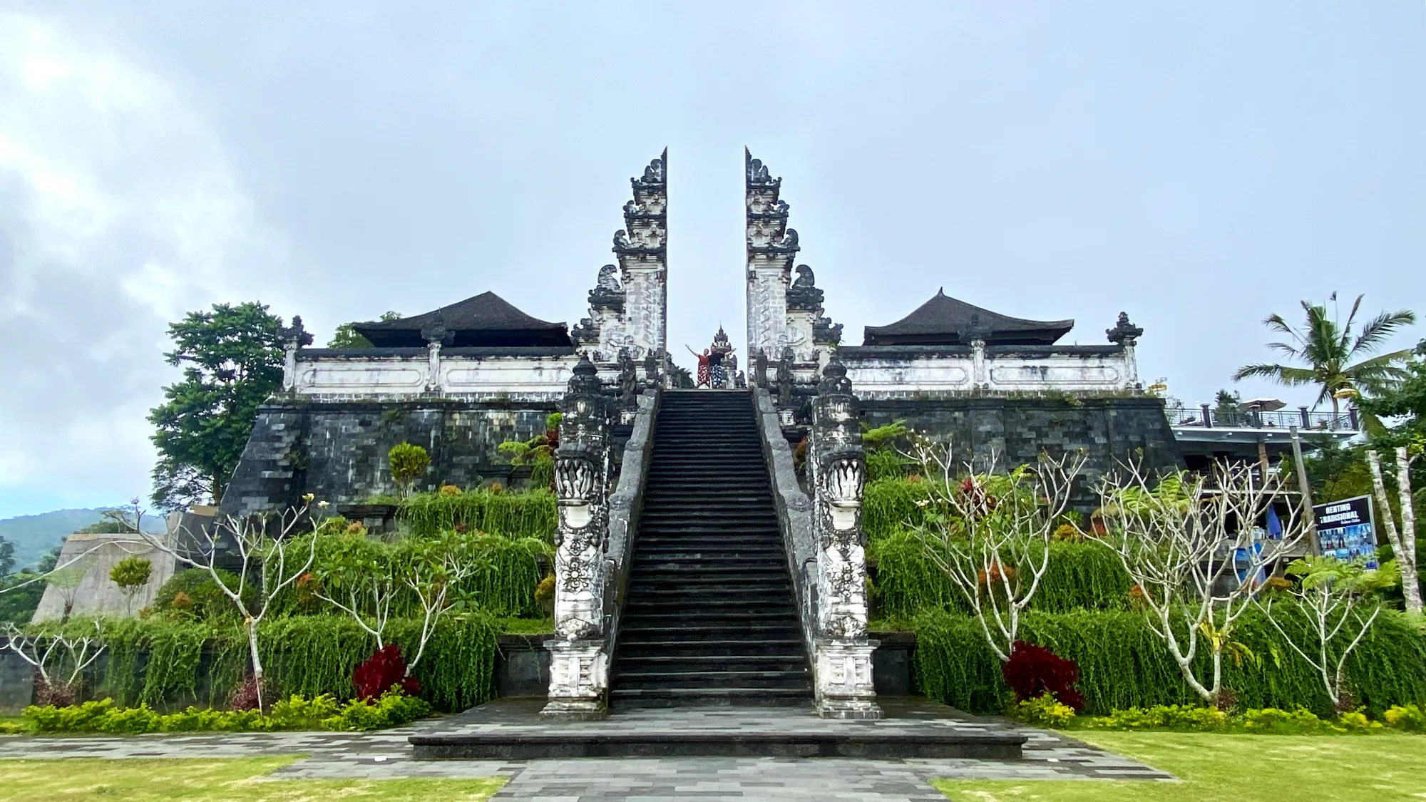 The split candi bentar gate at Pura Lempuyang, the stairway climbing between its two halves